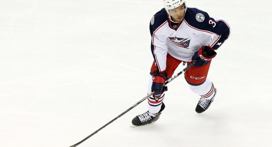 Seth Jones skates against the Pittsburgh Penguins