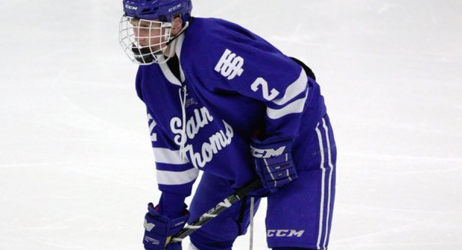 Robbie Stucker gets ready for the puck to drop