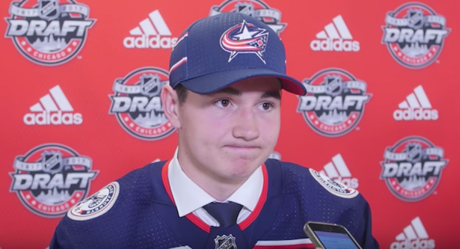 Alexandre Texier talks to the media after being drafted