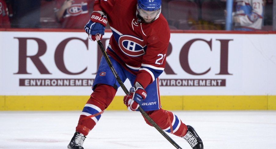 Alex Galchenyuk gets ready during warm ups