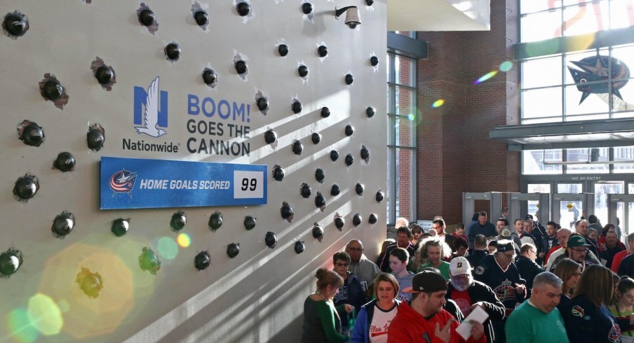 Fans enter before a game against the Detroit Red Wings