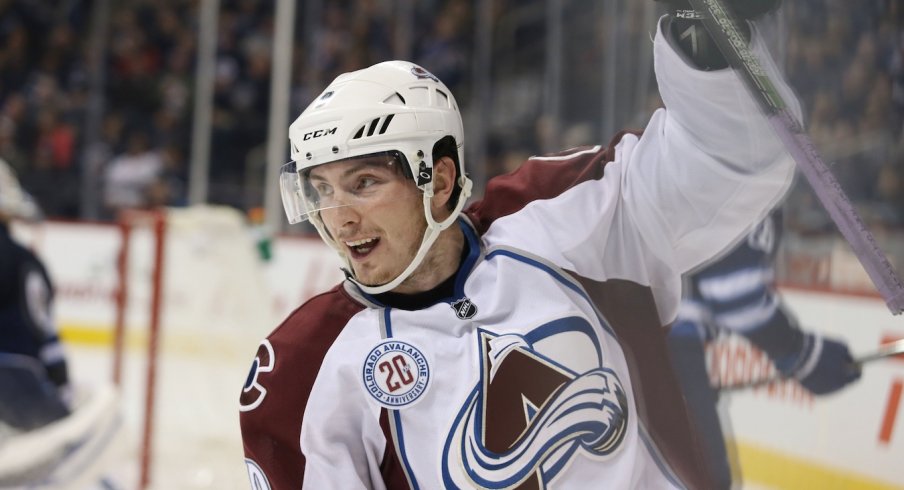 Matt Duchene celebrates after a goal is scored against the Winnipeg Jets