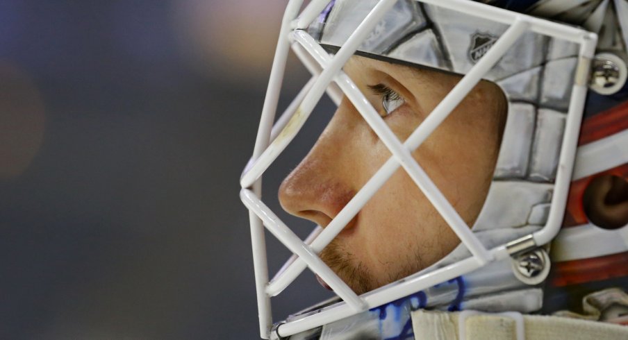 Sergei Bobrovsky looks pensively at the ice