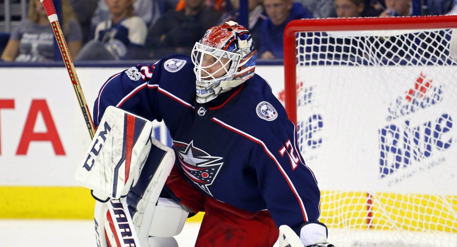 Sergei Bobrovsky, pre-hug.