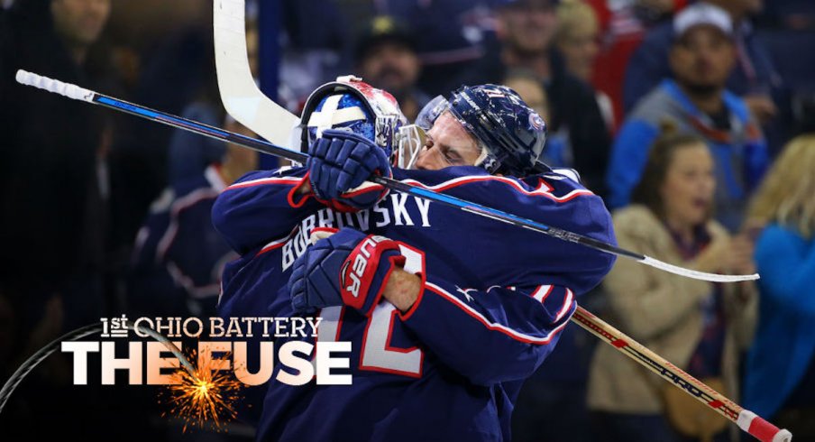 Blue Jackets captain Nick Foligno and goaltender Sergei Bobrovsky