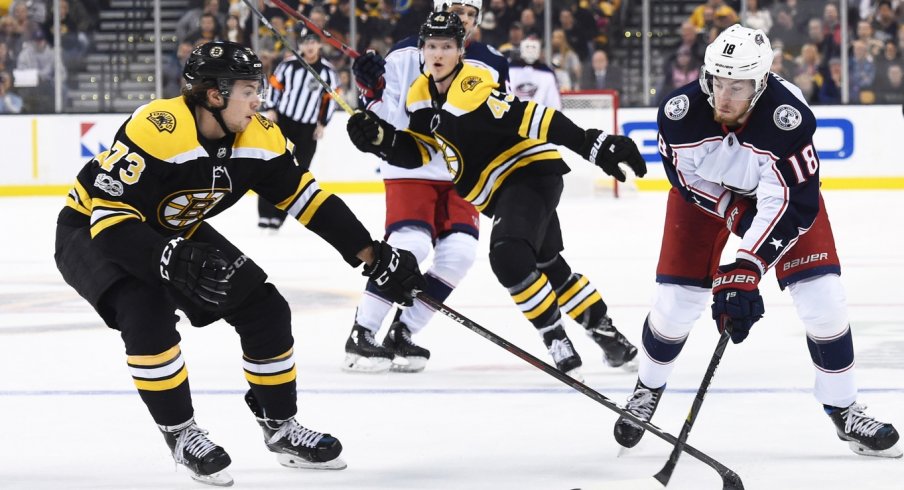 Pierre-Luc Dubois was looking for someone to drop a pass to against the Boston Bruins
