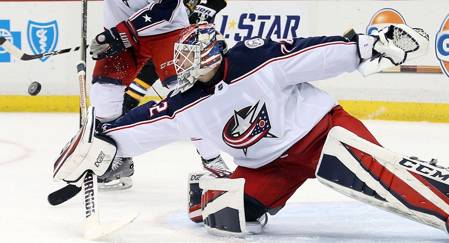 Sergei Bobrovsky makes a save against the Pittsburgh Penguins