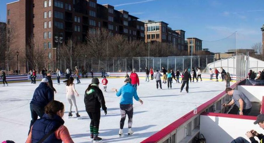 People skate at The Winter Park at McFerson Commons 