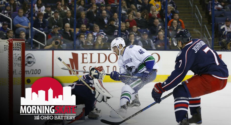 Jayson Megna tries to beat the Blue Jackets on the short side of the goal