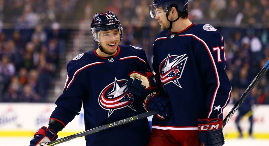 Blue Jackets forwards Josh Anderson and Cam Atkinson