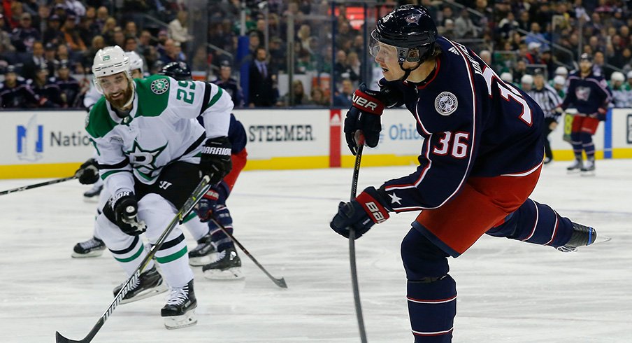 Jussi Jokinen's first game in Columbus was a win for the Jackets over the Dallas Stars.