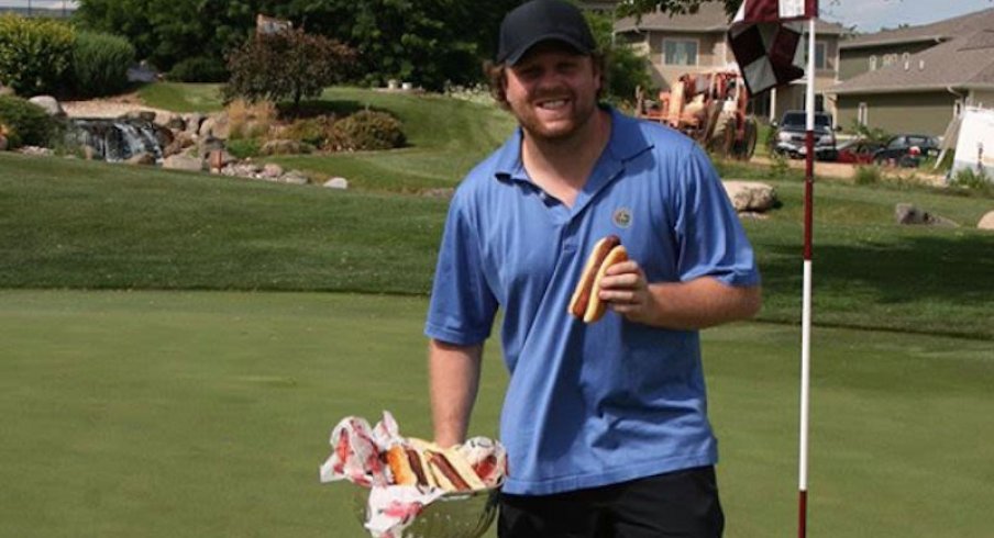 Phil Kessel eating some delicious hot dogs out of a Stanley Cup