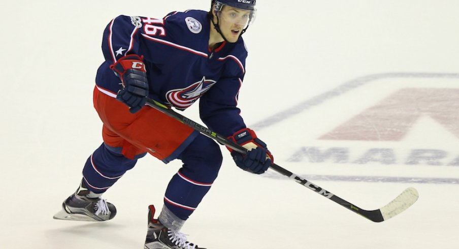 Blue Jackets defenseman Dean Kukan