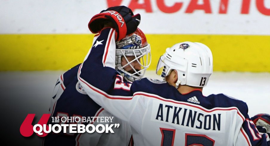 Sergei Bobrovsky and Cam Atkinson