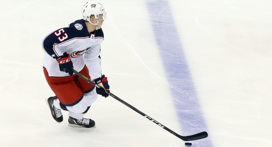 Blue Jackets defenseman Gabriel Carlsson