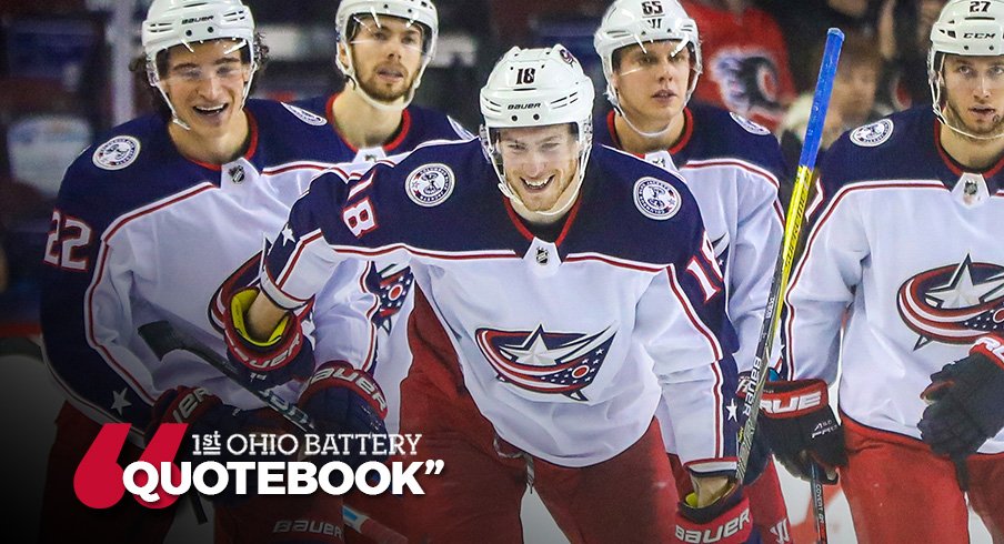 Pierre-Luc Dubois talks about his hat trick for the Columbus Blue Jackets against the Calgary Flames 