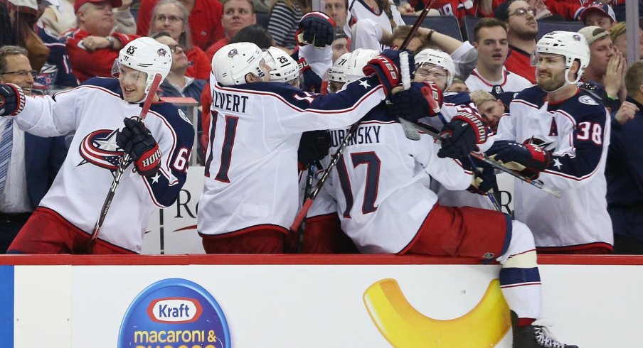 Jackets bench celebrates