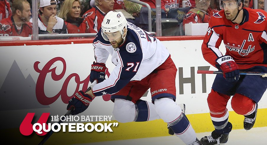 Columbus Blue Jackets captain Nick Foligno carries the puck against the Washington Capitals