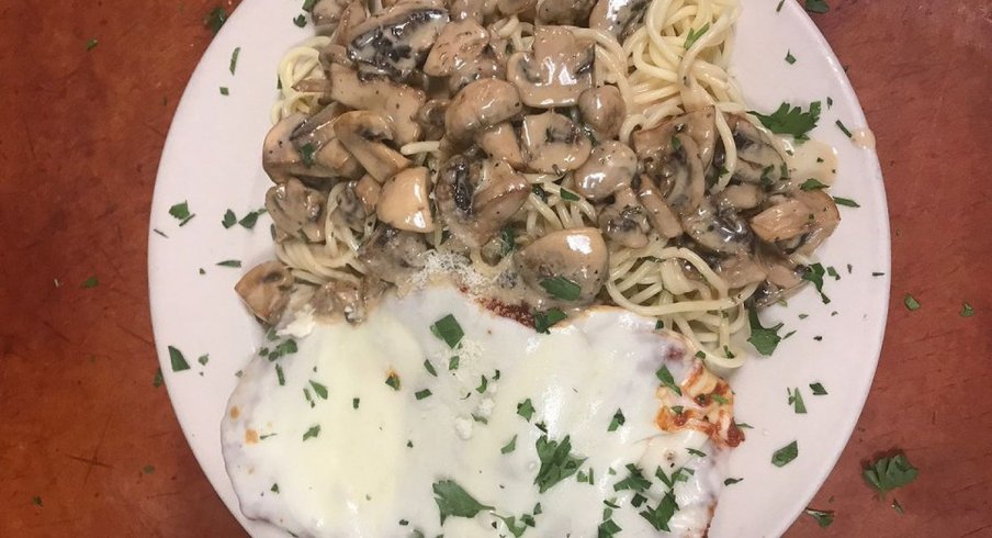 Alex Ovechkin's pregame meal includes bread, pasta, mushrooms, chicken parmesan and four different sauces. 