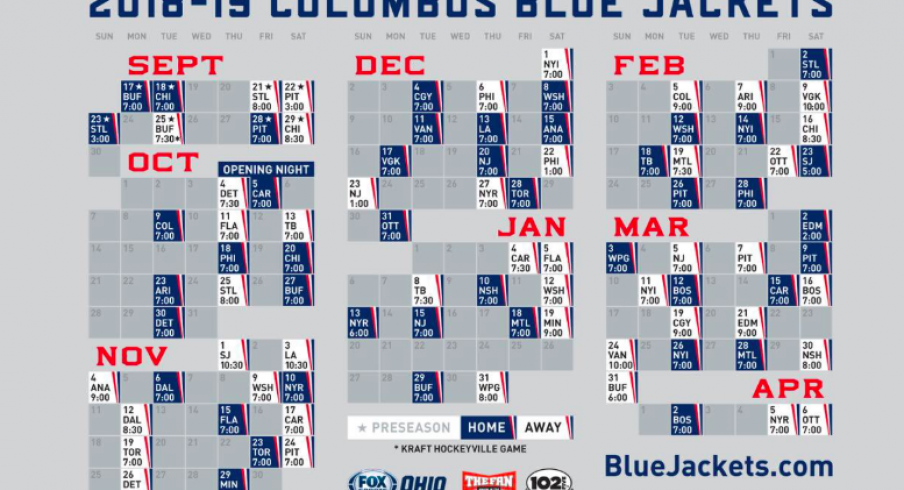 The complete 2018-19 Blue Jackets regular season schedule.