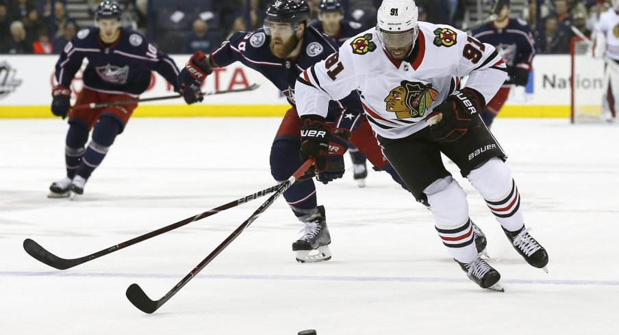 Anthony Duclair showing his speed against the Blue Jackets.