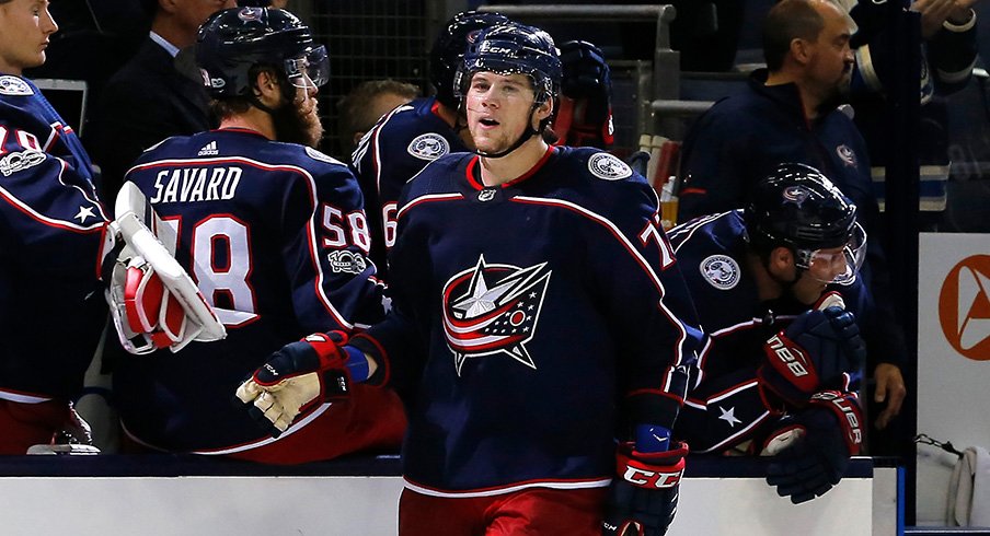 Josh Anderson celebrates a goal.