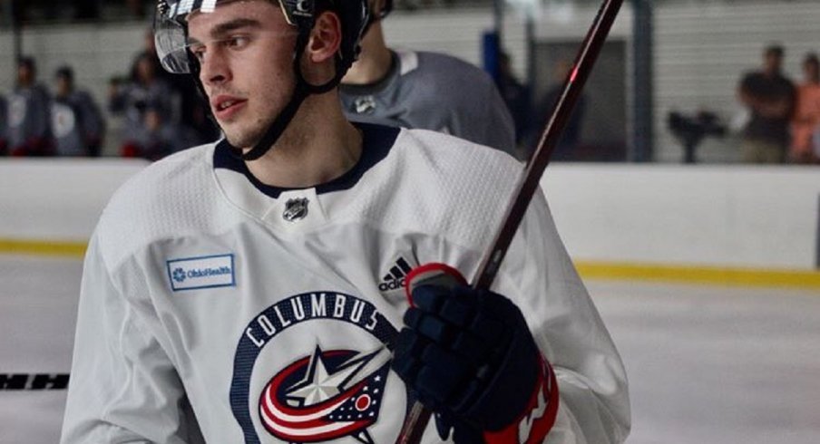 Forward Liam Foudy participates in CBJ Development Camp