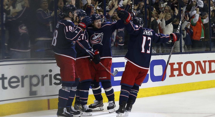 Pierre-Luc Dubois, Artemi Panarin & Cam Atkinson