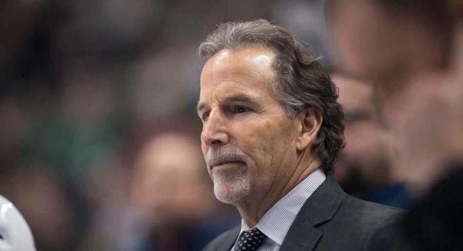 Columbus Blue Jackets head coach John Tortorella looks on during a game against the Dallas Stars at American Airlines Center.