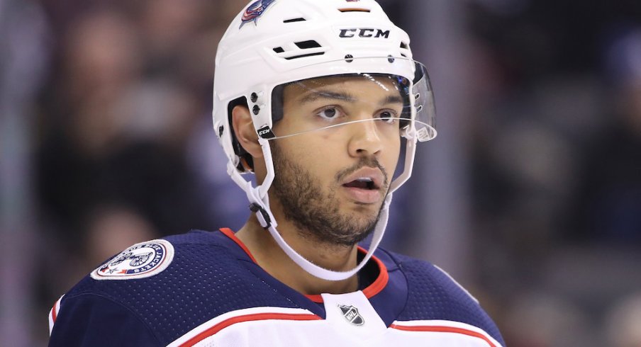 Columbus Blue Jackets defenseman Seth Jones during a game against the Toronto Maple Leafs at Scotiabank Arena in Toronto.