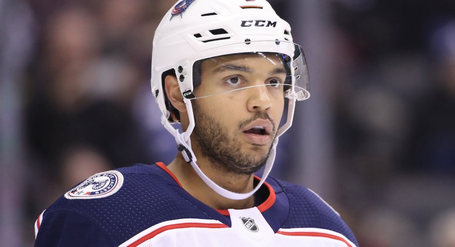 Columbus Blue Jackets defenseman Seth Jones during a game against the Toronto Maple Leafs at Scotiabank Arena in Toronto.