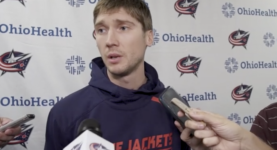 Blue Jackets goaltender Sergei Bobrovsky answers questions on the eve of training camp at Nationwide Arena.