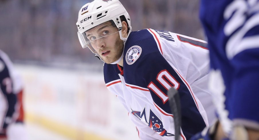 Columbus Blue Jackets center Alexander Wennberg looks on in a game against the Toronto Maple Leafs.