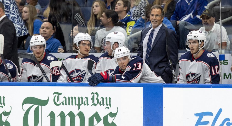 Columbus Blue Jackets head coach John Tortorella looks on during a game against the Tampa Bay Lightning.
