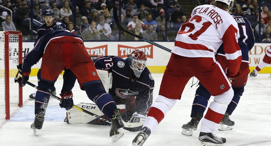 Sergei Bobrovsky's best game of the season was not enough as the Blue Jackets lost to the Detroit Red Wings