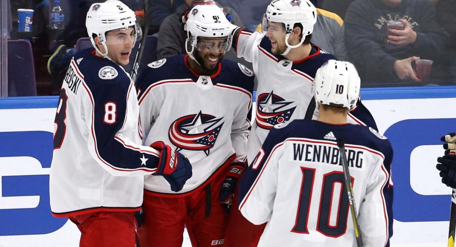 Anthony Duclair and Josh Anderson have twelve total goals on the season for the Columbus Blue Jackets so far.