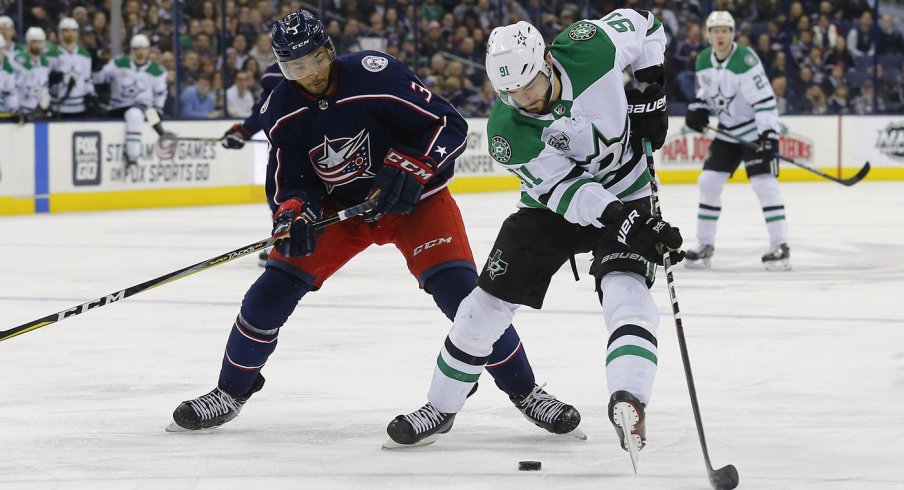 Seth Jones defends Tyler Seguin at Nationwide Arena