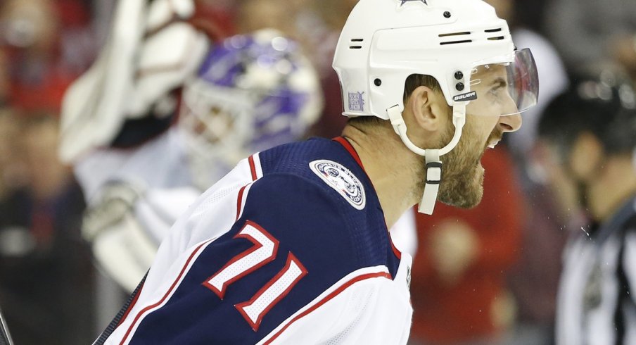 Nick Foligno is fired up as the Blue Jackets play the Washington Capitals