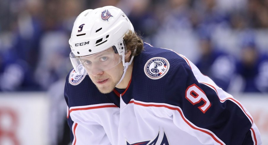 Artemi Panarin looks on as the Columbus Blue Jackets took on the Toronto Maple Leafs