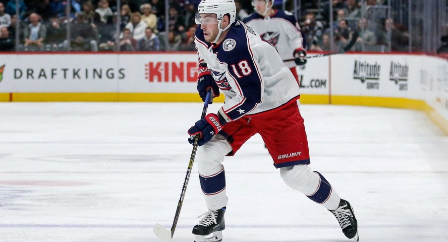 Pierre-Luc Dubois has 100 points for the Columbus Blue Jackets through 143 games.