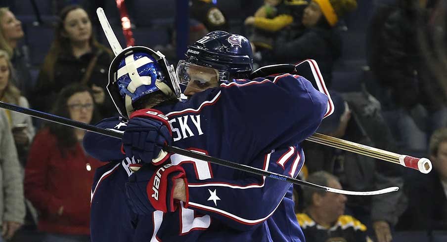 Nick Foligno and Sergei Bobrovsky