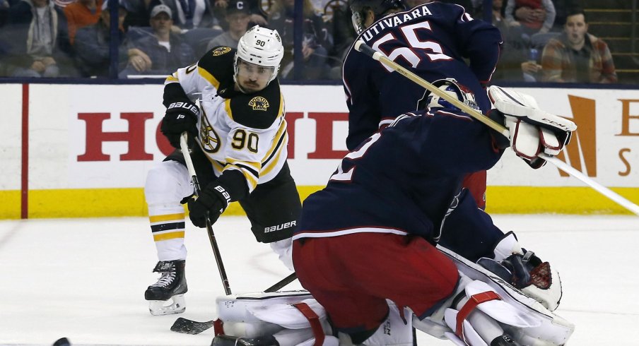 Sergei Bobrovsky was pulled after allowing four goals against the Boston Bruins on Tuesday night.