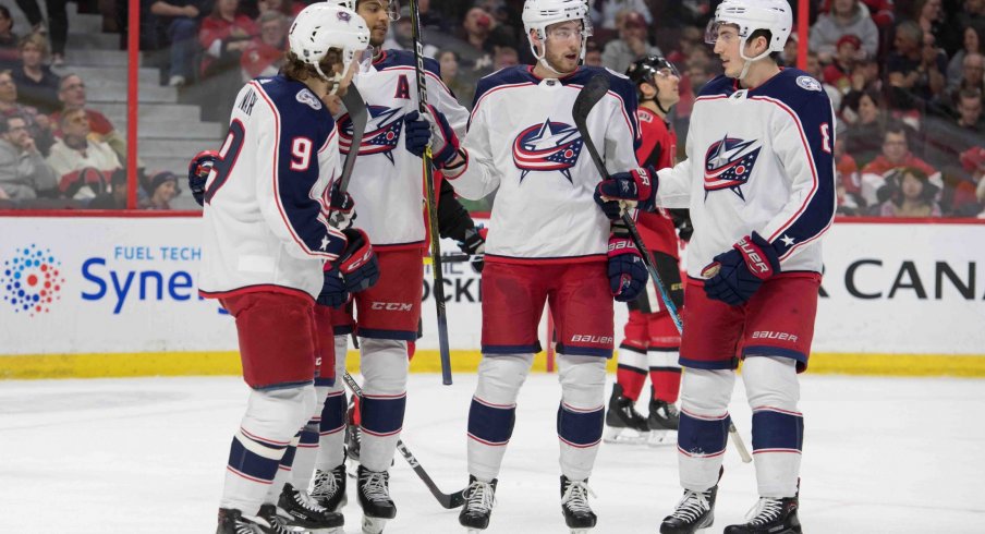 The Blue Jackets scored three goals in the opening period to set the pace for a victory over the Ottawa Senators.