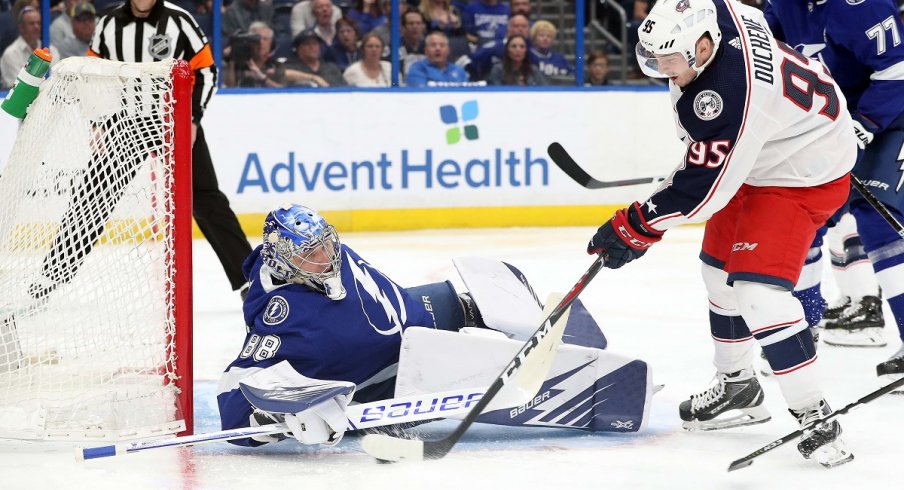 Matt Duchene scores his first career playoff goal against the Tampa Bay Lightning