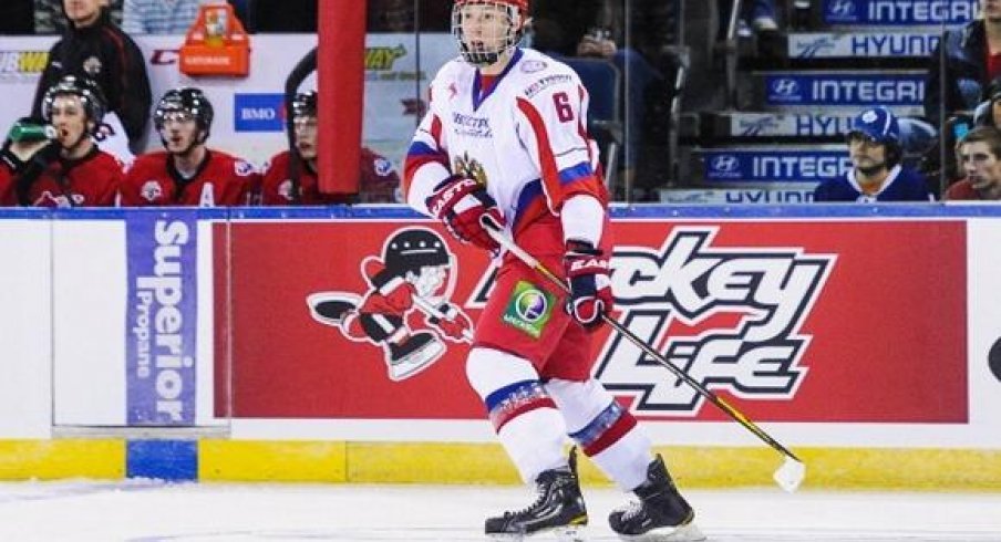 Vladislav Gavrikov skates in the Subway Series against CHL foes