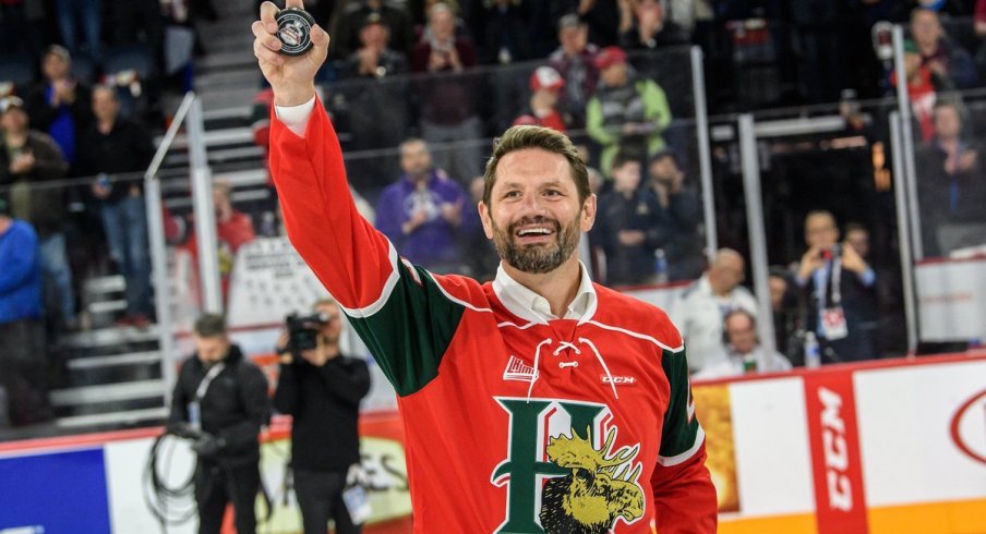 Columbus Blue Jackets broadcaster Jody Shelley visits with his old junior club, the Halifax Mooseheads.