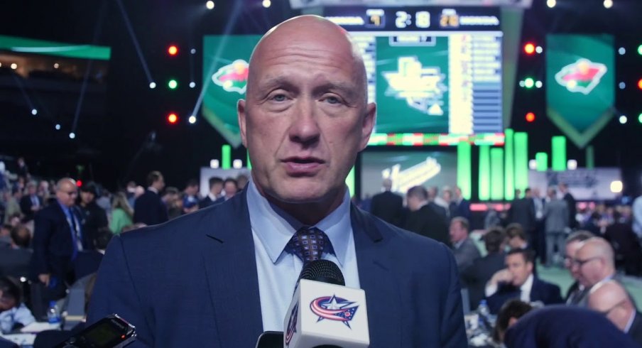 Columbus Blue Jackets GM Jarmo Kekalainen addresses the media following the 2018 NHL Draft.