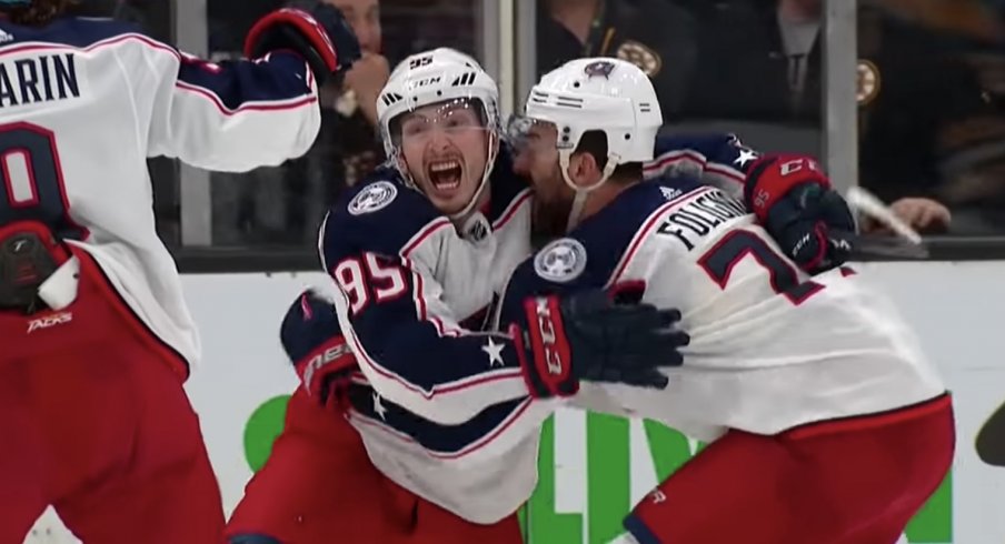 Matt Duchene scored the overtime winner of Game 2 in the second round of the 2019 Stanley Cup Playoffs against the Boston Bruins