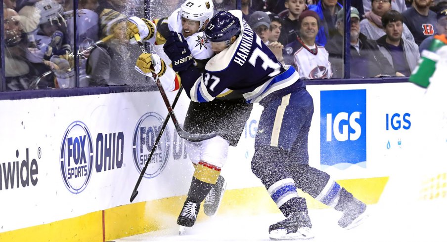 Dec 17, 2018; Columbus, OH, USA; Columbus Blue Jackets left wing Markus Hannikainen (37) in the second period at Nationwide Arena.