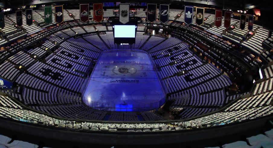 Nationwide Arena is seen empty during the first round of the 2019 Stanley Cup Playoffs prior to game four between the Columbus BlueJackets and Tampa Bay Lightning.